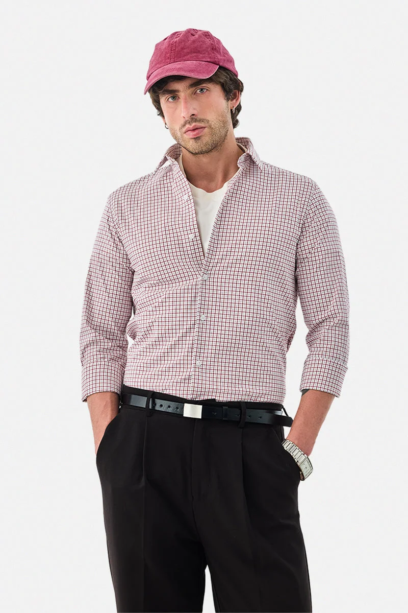 سنيتش Slim Fit Stretch Micro Checks Shirt